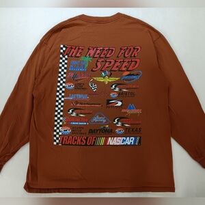 Vintage Rust Colored Long Sleeve NASCAR Need for Speed Graphic Tee by Delta XL